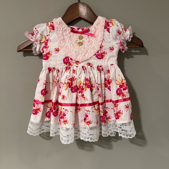 Bitty Bundles of Joy Charming Blue/Purple Floral Lace Dress Puffy Sleeve Size 3T - Picture 1 of 3